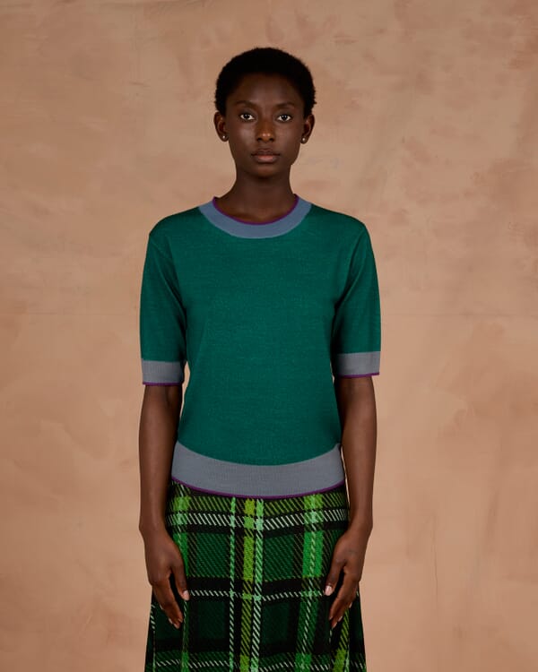 In Bed With You GEOMETRIC PRINT BOAT NECK JUMPER COL.912