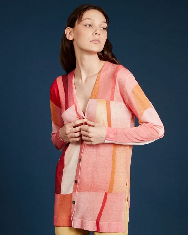 in bed with you GEOMETRIC PRINT BOAT NECK JUMPER COL.912