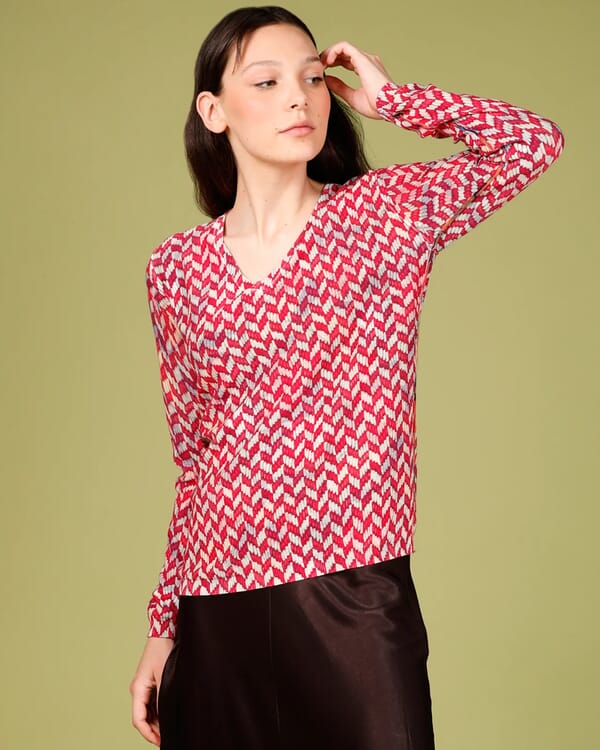 in bed with you GEOMETRIC PRINT BOAT NECK JUMPER COL.928