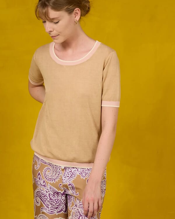 in bed with you GEOMETRIC PRINT BOAT NECK TOP COL.908