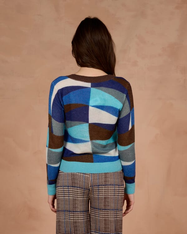 In Bed With You GEOMETRIC PRINT HIGH NECK WIDE JUMPER COL. 167