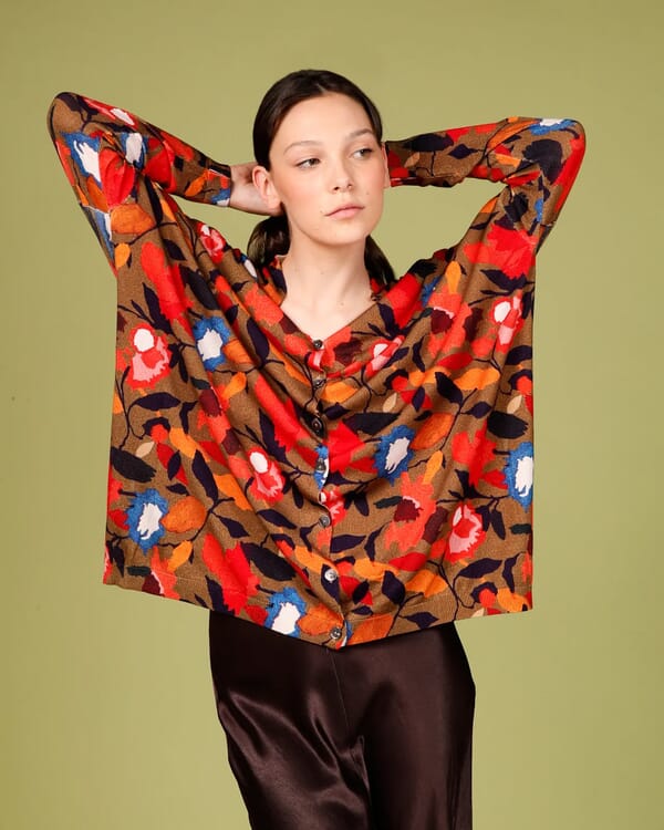 in bed with you GEOMETRIC PRINT LOOSE-FIT CARDIGAN COL.1018