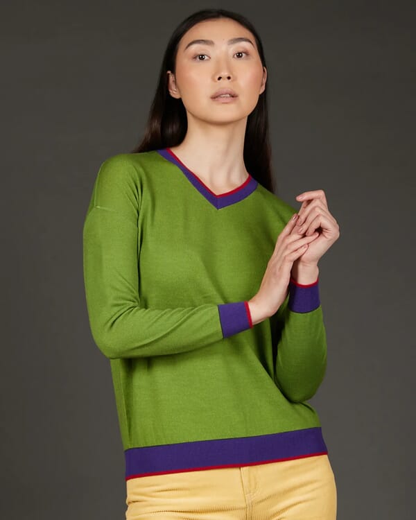 in bed with you GEOMETRIC PRINT POLO NECK JUMPER COL.810