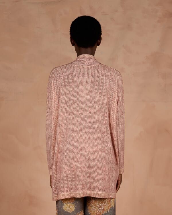 In Bed With You GEOMETRIC PRINT V NECK CARDIGAN WITH POCKETS COL. 174