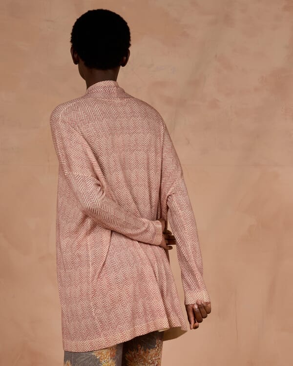 In Bed With You GEOMETRIC PRINT V NECK CARDIGAN WITH POCKETS COL. 174