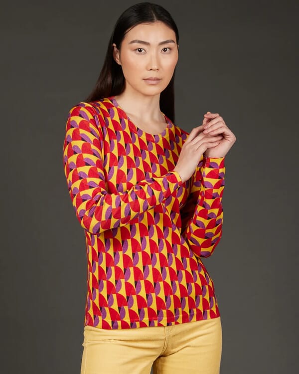 in bed with you GEOMETRIC PRINT V NECK JUMPER COL. 125