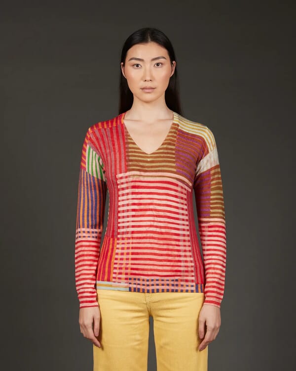 In Bed With You GEOMETRIC PRINT V NECK JUMPER COL. 161