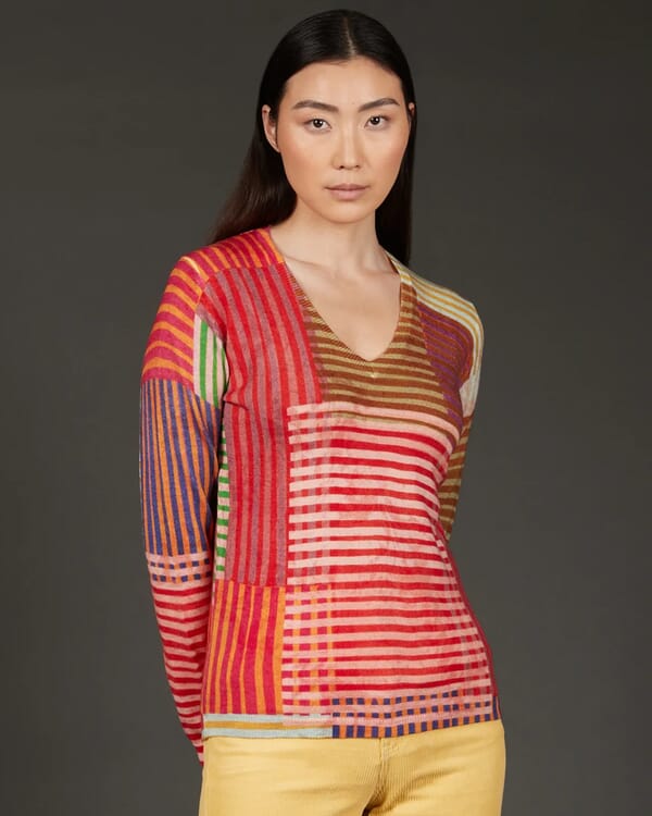 in bed with you GEOMETRIC PRINT V NECK JUMPER COL. 161