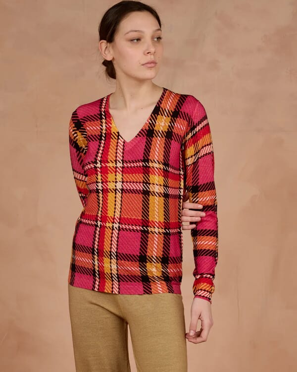 in bed with you GEOMETRIC PRINT V NECK JUMPER COL.165