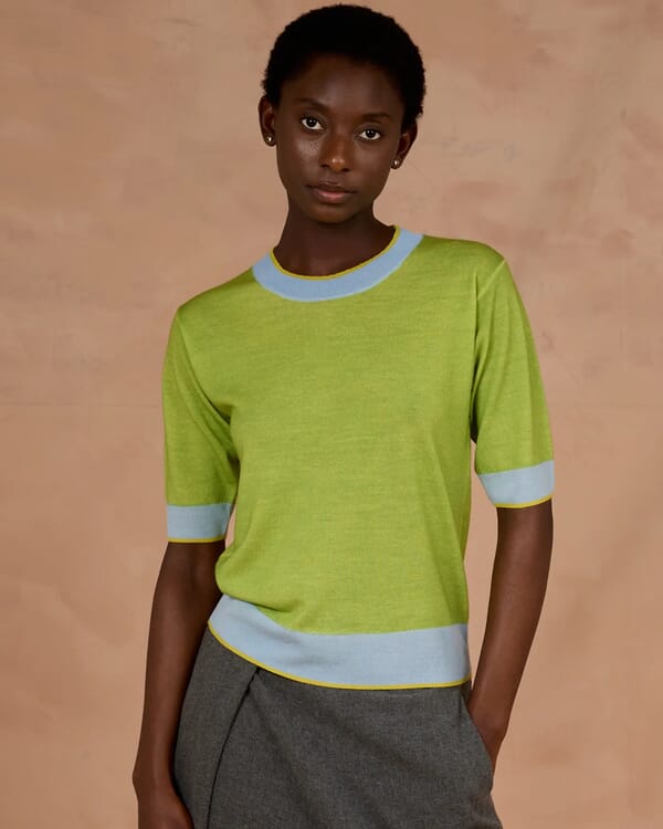 in bed with you GEOMETRIC PRINT V NECK JUMPER COL.165