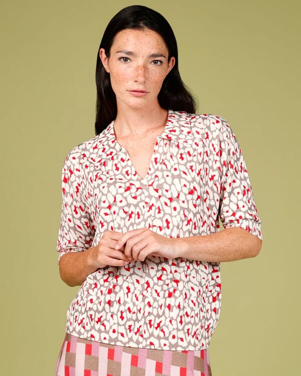 in bed with you GEOMETRIC PRINT V NECK JUMPER COL.804