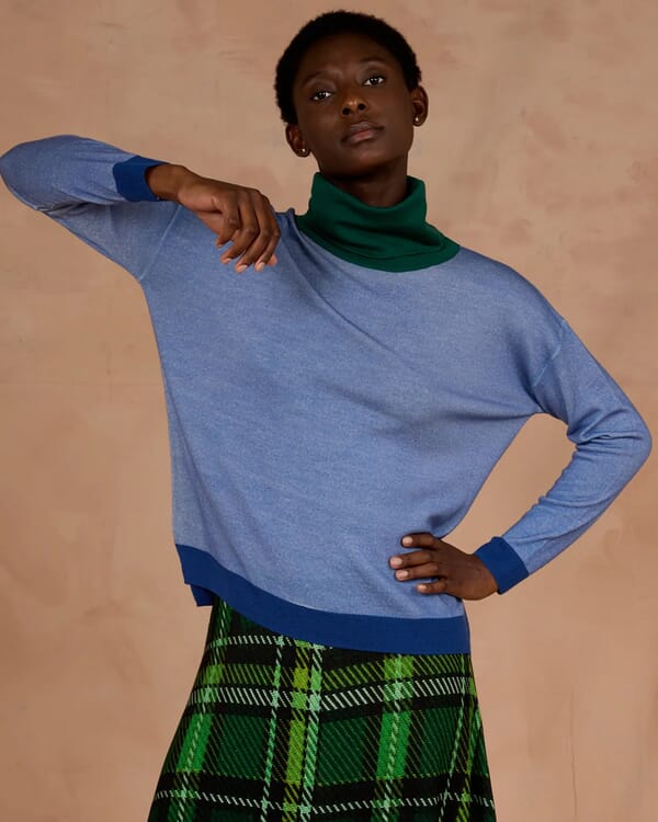 in bed with you GEOMETRIC PRINT V NECK JUMPER COL.865