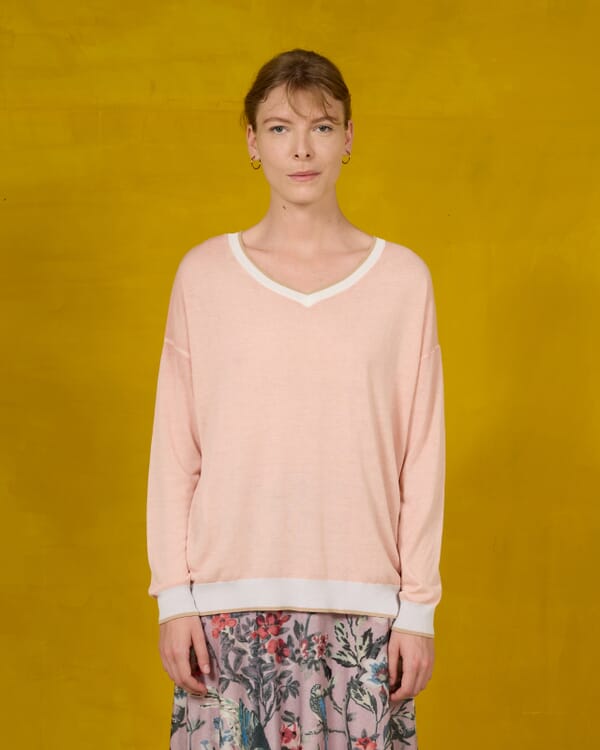 In Bed With You GEOMETRIC PRINT V NECK OVERSIZED JUMPER COL.824