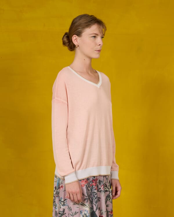 In Bed With You GEOMETRIC PRINT V NECK OVERSIZED JUMPER COL.824