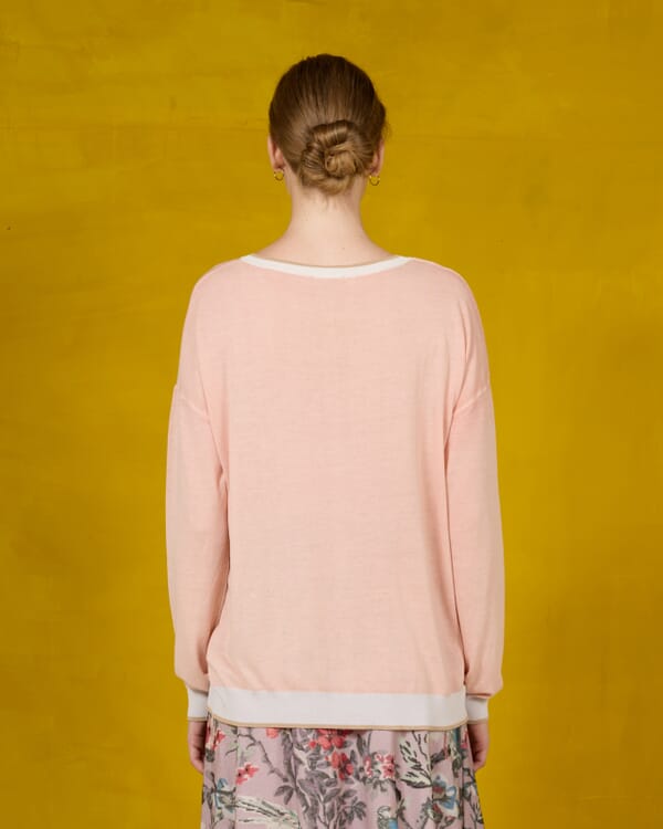 In Bed With You GEOMETRIC PRINT V NECK OVERSIZED JUMPER COL.824