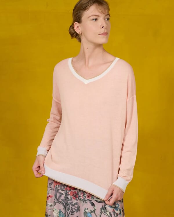 in bed with you GEOMETRIC PRINT V NECK OVERSIZED JUMPER COL.824