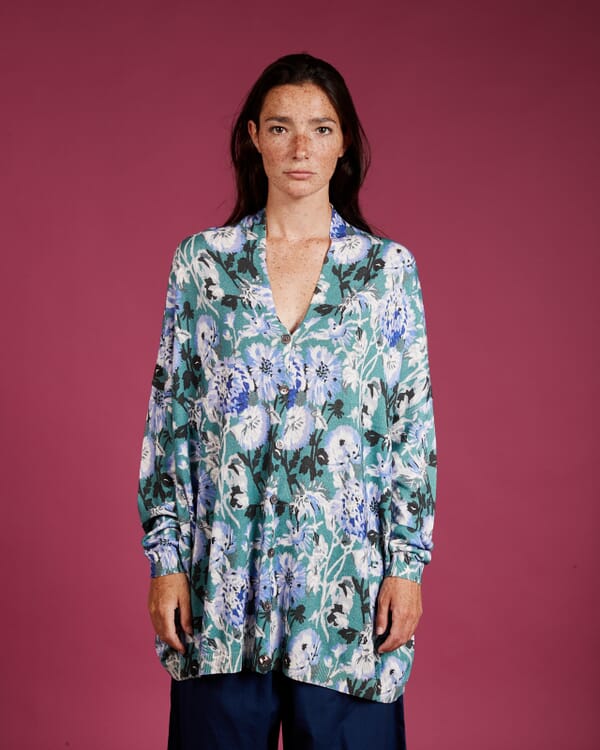 In Bed With You GEOMETRIC PRINT V NECK OVERSIZED JUMPER COL.870