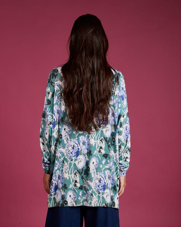 In Bed With You GEOMETRIC PRINT V NECK OVERSIZED JUMPER COL.870