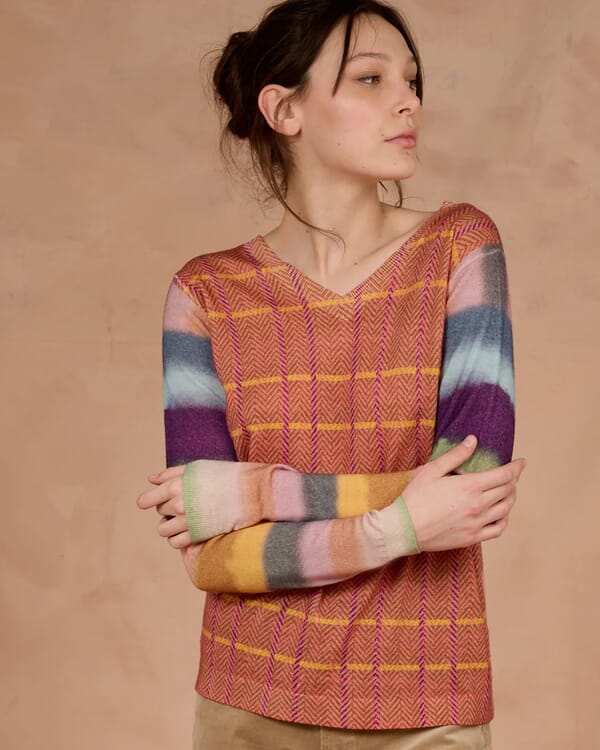 in bed with you MULTIPRINT REVERSIBLE V NECK JUMPER COL. 510