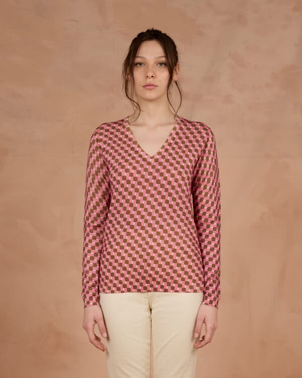 In Bed With You MULTIPRINT REVERSIBLE V NECK JUMPER COL. 623