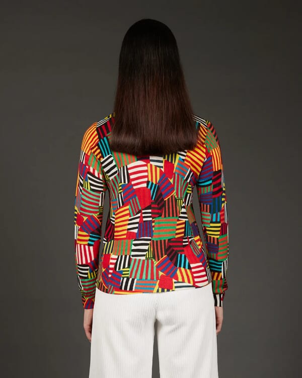 In Bed With You SOLID COLOR PRINT BATWING SLEEVES V NECK JUMPER WITH CONTRAST TRIM COL.021