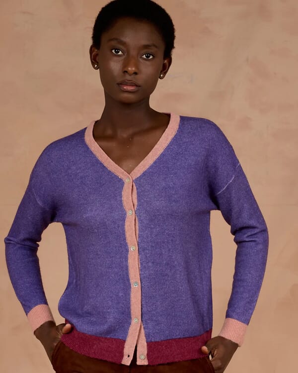 in bed with you SOLID COLOUR PRINT V NECK CARDIGAN COL.020