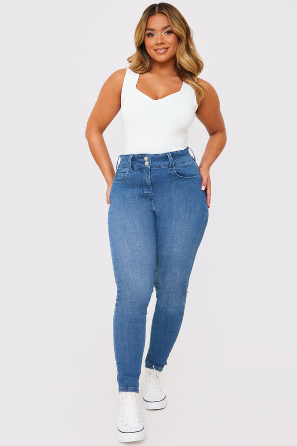 In The Style Ash Sweetheart Neckline Sleeveless Bodysuit White