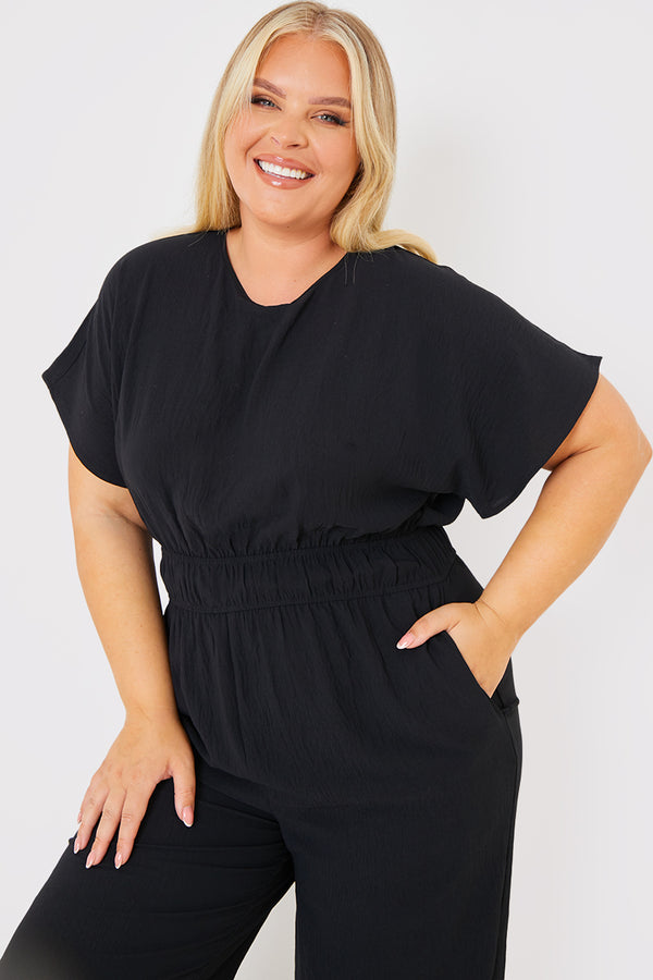 In The Style Ash Wide Leg Elasticated Jumpsuit Black