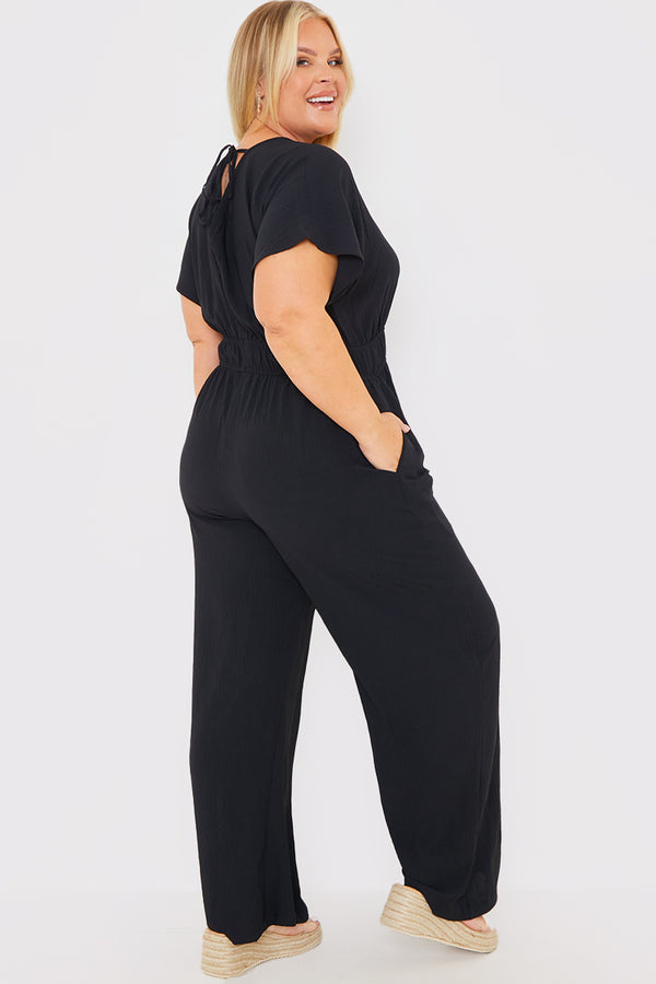 In The Style Ash Wide Leg Elasticated Jumpsuit Black
