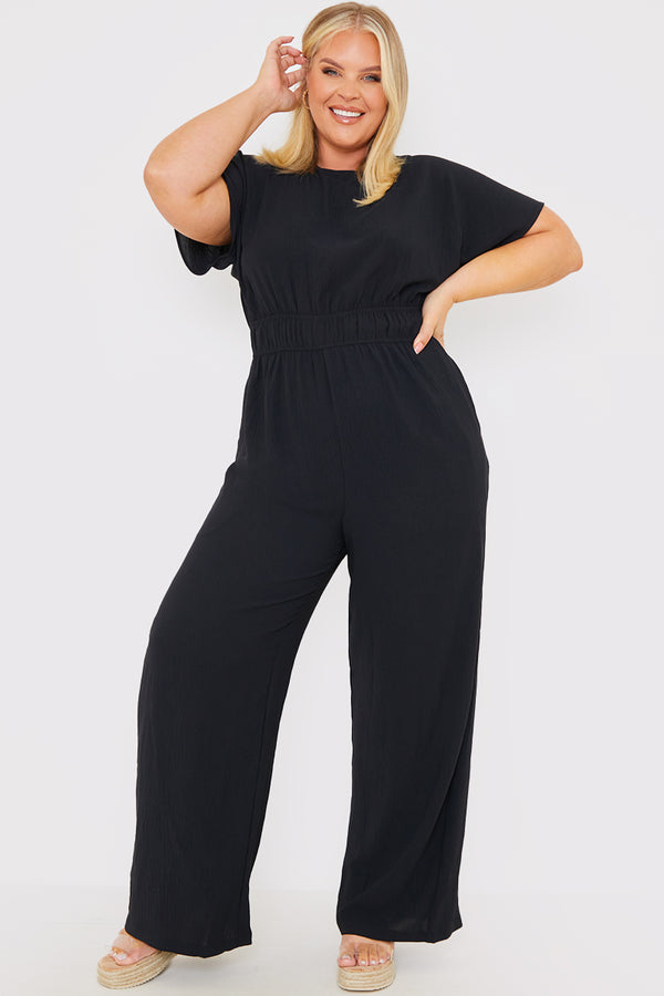 In The Style Ash Wide Leg Elasticated Jumpsuit Black