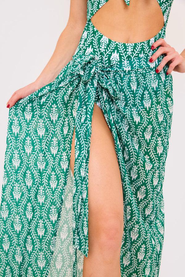 In The Style Billie Faiers Printed Chiffon Wrap Maxi Sarong Green