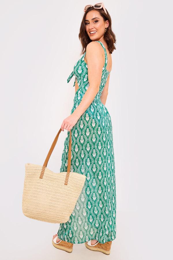In The Style Billie Faiers Printed Chiffon Wrap Maxi Sarong Green