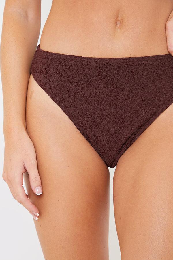 In The Style Billie Faiers Textured High Waist Control Bikini Bottom Chocolate