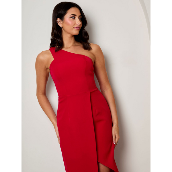 In The Style CHI CHI LONDON Chi Chi London One Shoulder Split Detail Midi Dress In Red