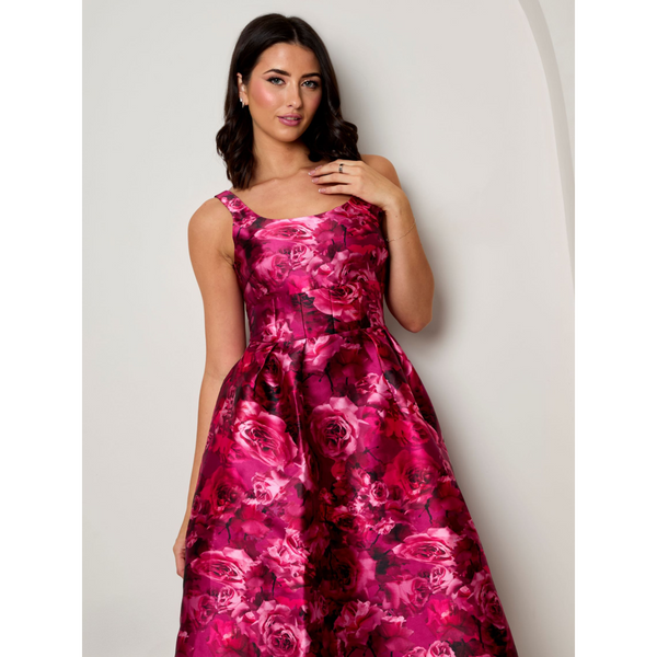 In The Style CHI CHI LONDON Chi Chi London Sleeveless Floral Fit And Flare Midi Dress In Purple