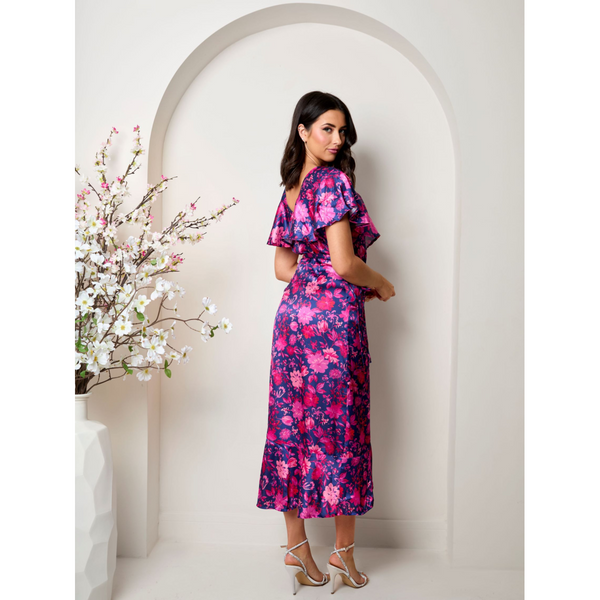 In The Style CHI CHI LONDON Chi Chi London V Neck Floral Wrap Midi Dress In Multi