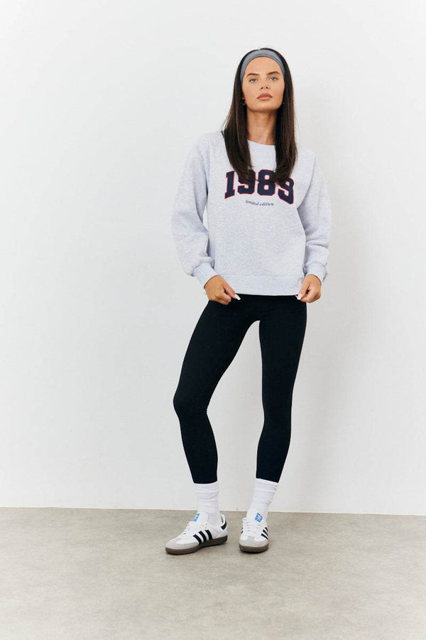 In The Style Fits 1989 Printed Graphic Sweatshirt Grey