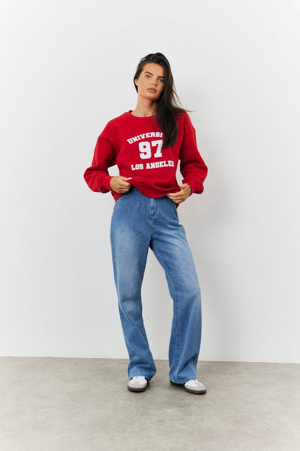 In The Style Fits 97 Printed Varsity Sweatshirt Red