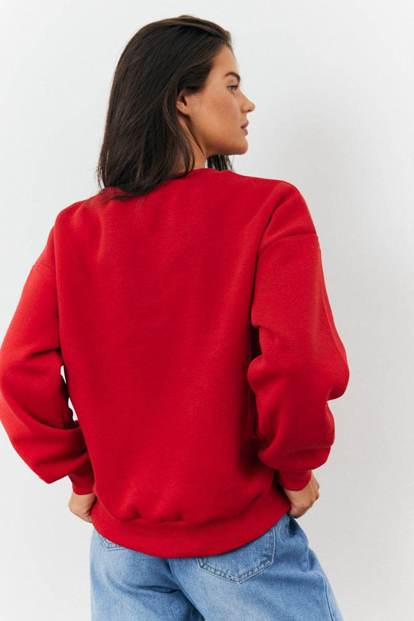 In The Style Fits 97 Printed Varsity Sweatshirt Red