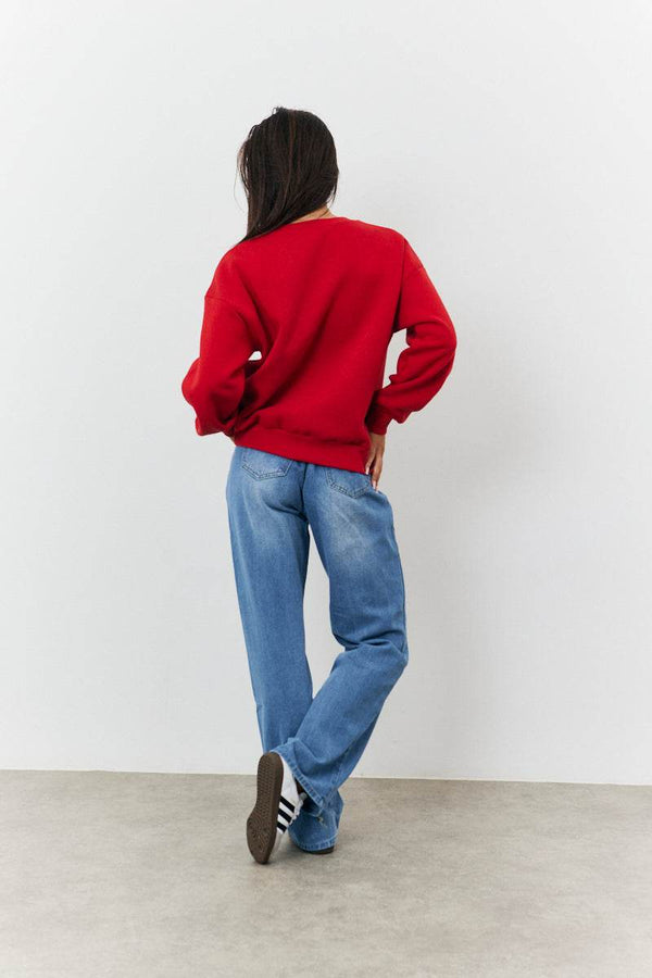 In The Style Fits 97 Printed Varsity Sweatshirt Red