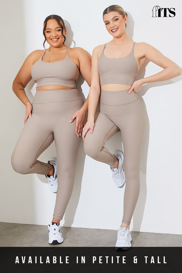 In The Style Fits Active Sculpt Ribbed Sports Leggings Mocha
