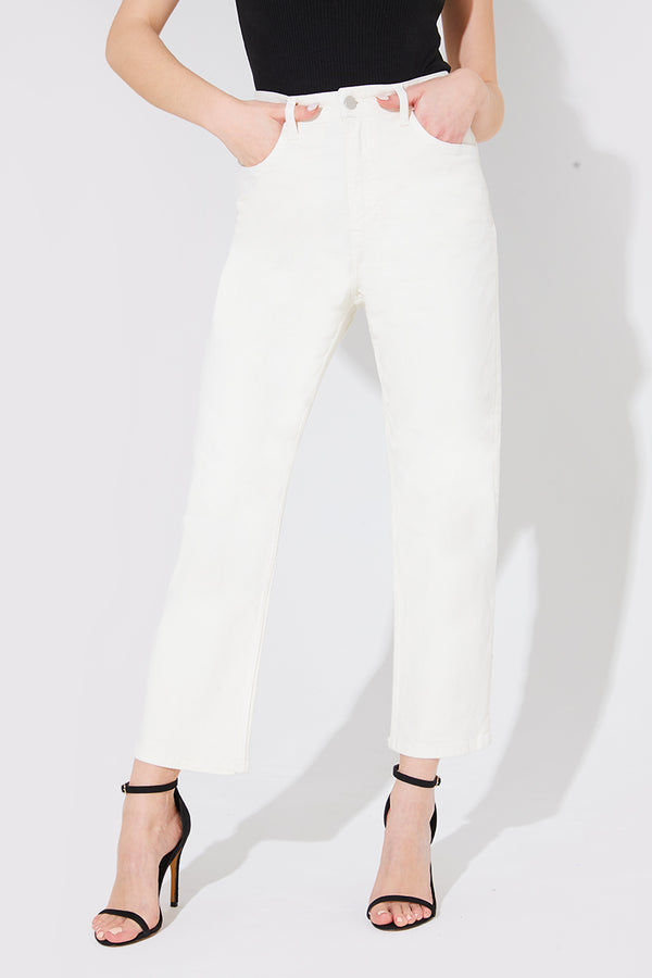 In The Style Fits Ankle Grazer Straight Leg Jean Ecru