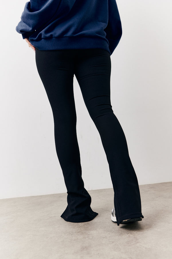 In The Style Fits Black Sculpt & Control High Waisted Split Hem Ribbed Legging Black