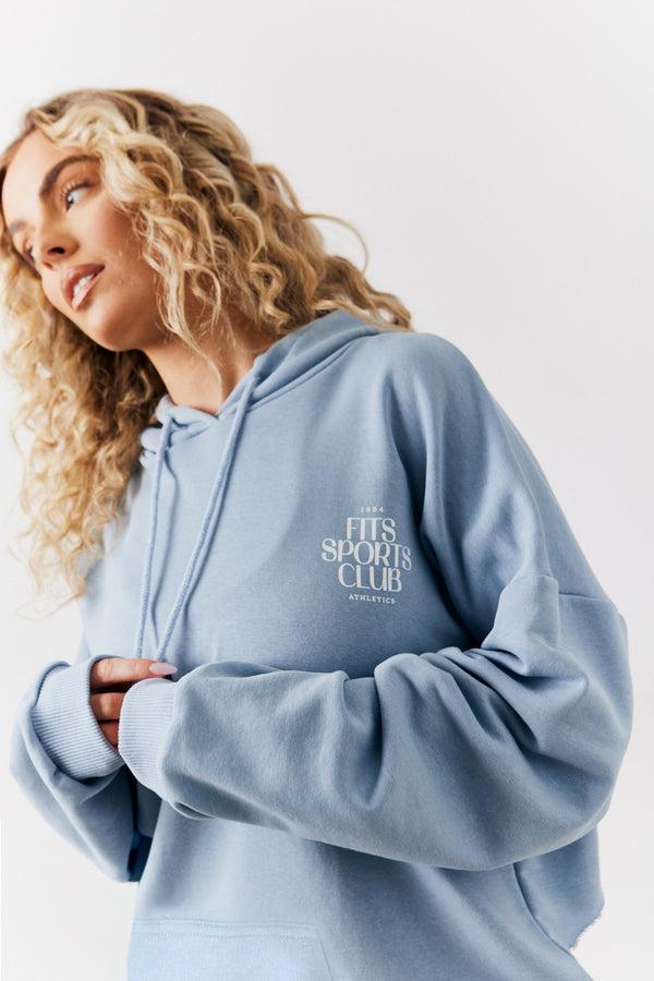 In The Style Fits Blue Fits Sports Club Graphic Oversized Hoodie Blue