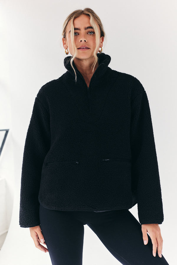 in the style Fits Borg Lined Half Zip Up Fleece Black