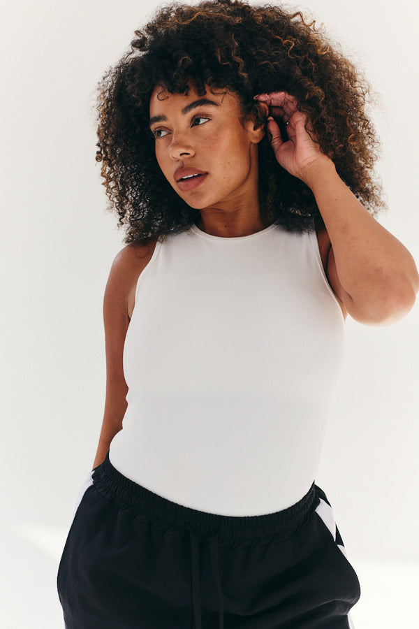 In The Style Fits Built In Bra Sculpt & Control Racer Neck Bodysuit White