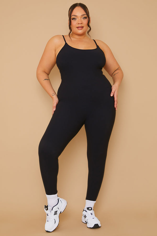 In The Style Fits Built-In Bra Strappy Sculpt And Control Unitard Black