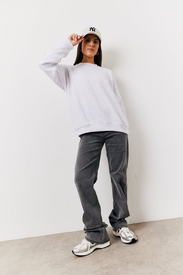 In The Style Fits Crew Neck Fleeceback Sweater Grey
