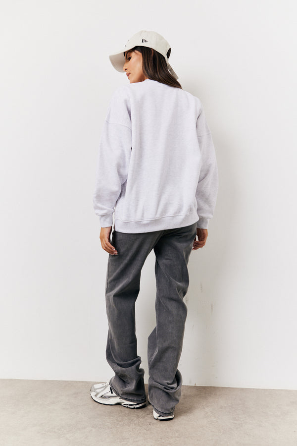 In The Style Fits Crew Neck Fleeceback Sweater Grey