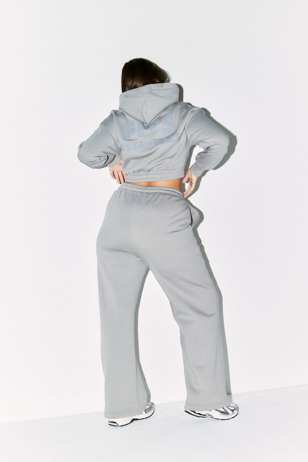 In The Style Fits Cropped Drawstring Co-Ord Hoodie Slate